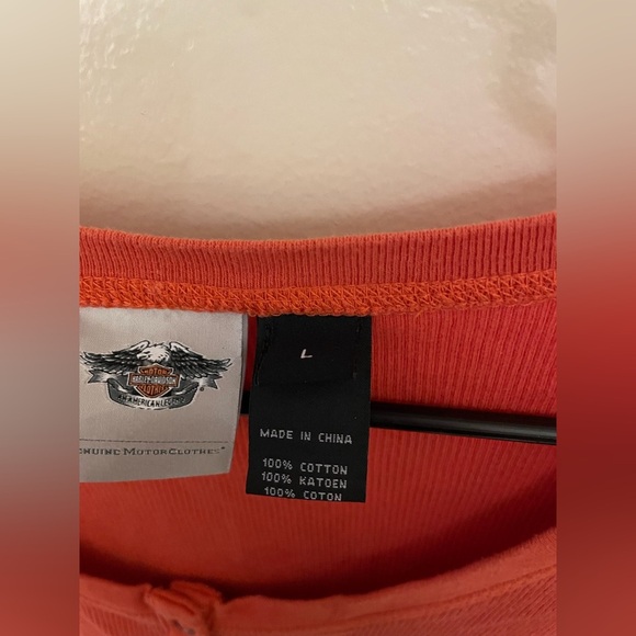 ✨Women’s Harley Davidson Orange Long Sleeve Top Size L - Picture 8 of 11